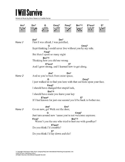 i will survive hermes house band chords|I Will Survive Guitar Chords .